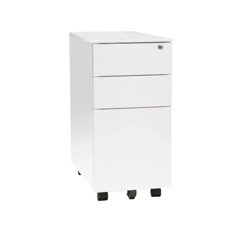 Steel Mobile Pedestal - Slim - White